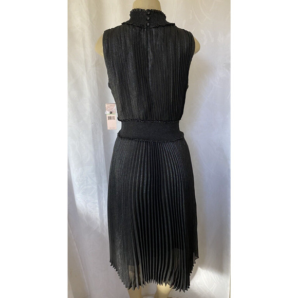 NWT Nanette Lepore Pleated Blouson Dress Sleeveless Very Black Knee Leng… - Picture 4 of 8